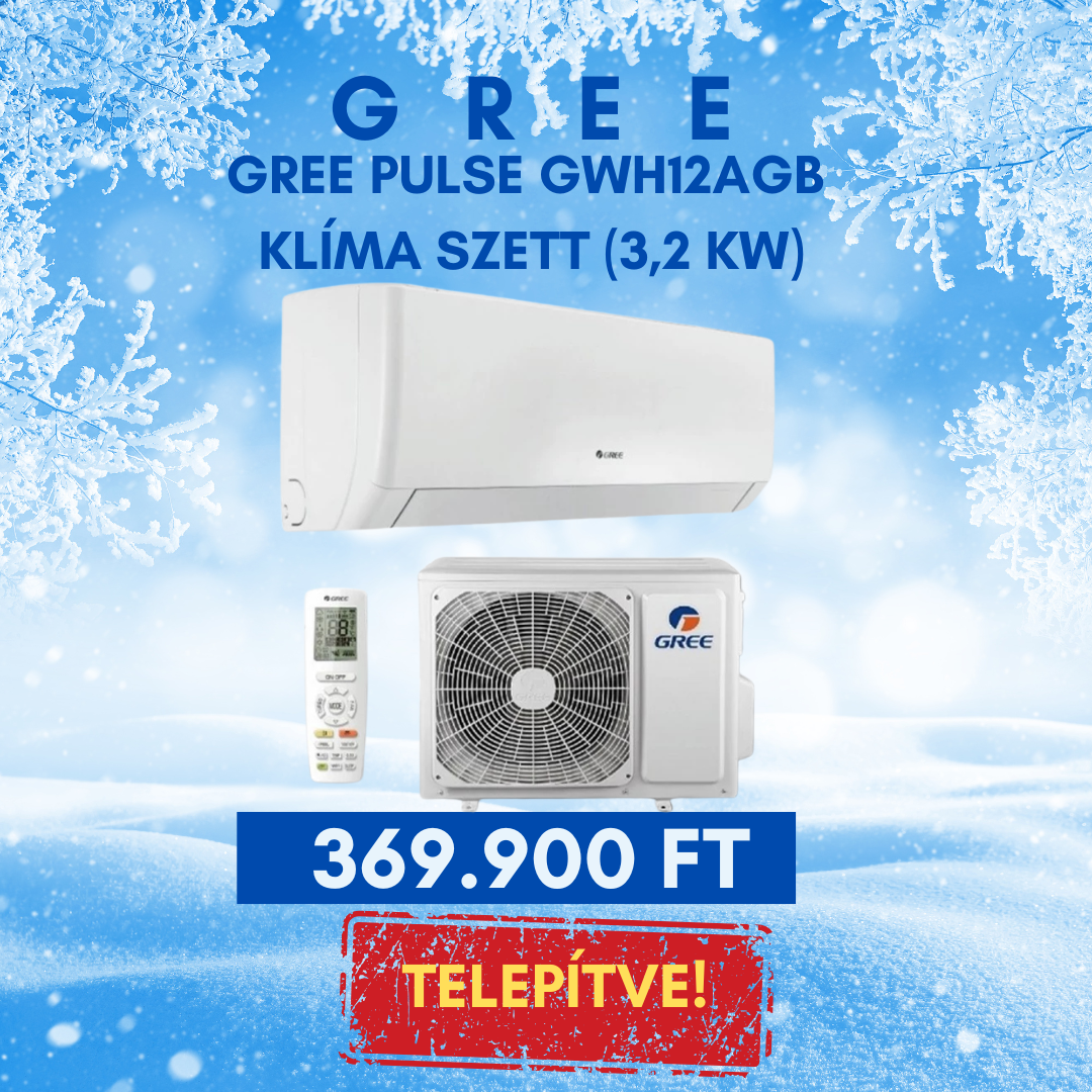 Gree Pulse GWH12AGB – Klíma szett (3,2 kW) – Telepítéssel
